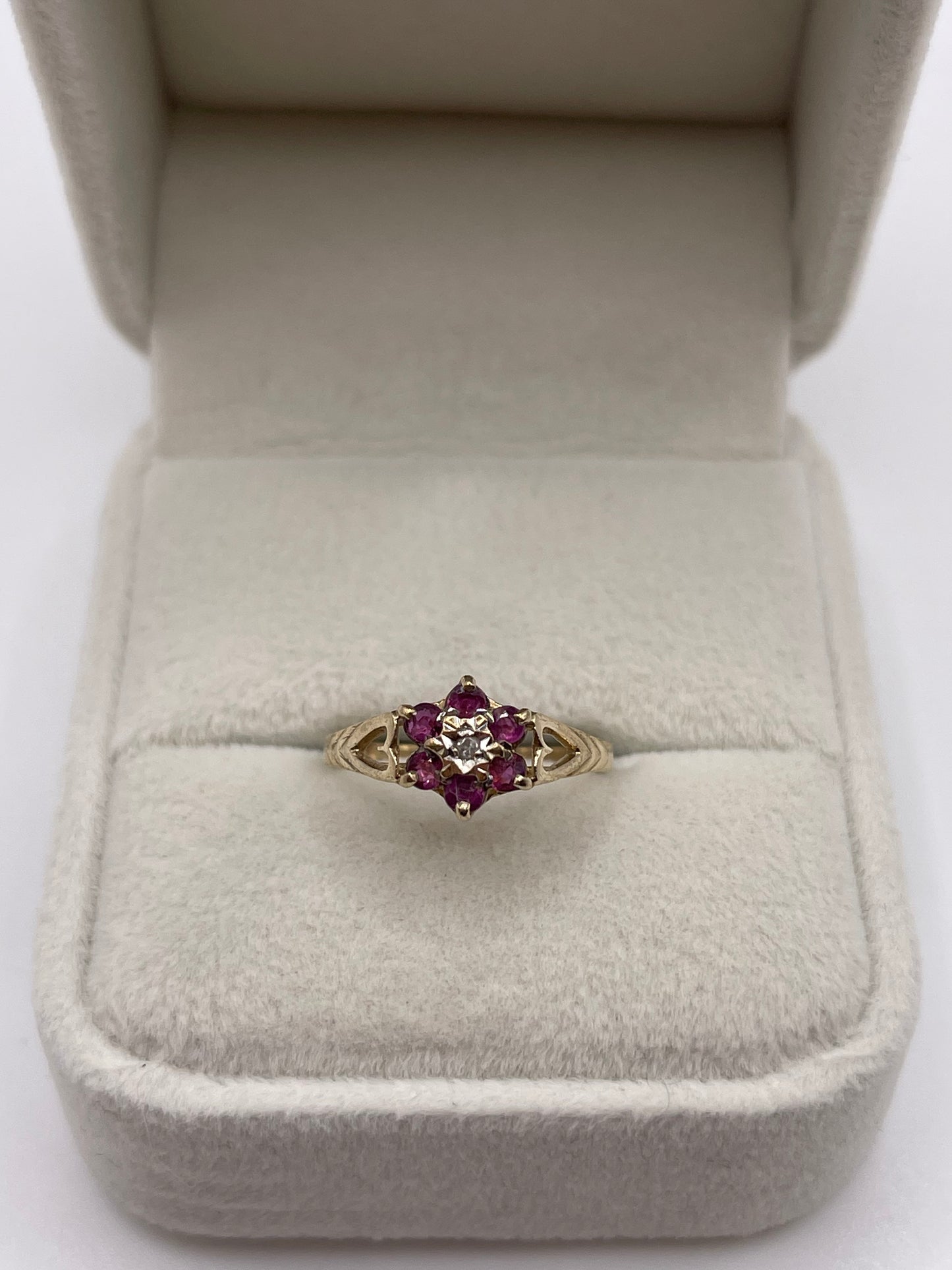 9ct gold ruby and diamond ring