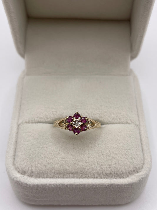 9ct gold ruby and diamond ring