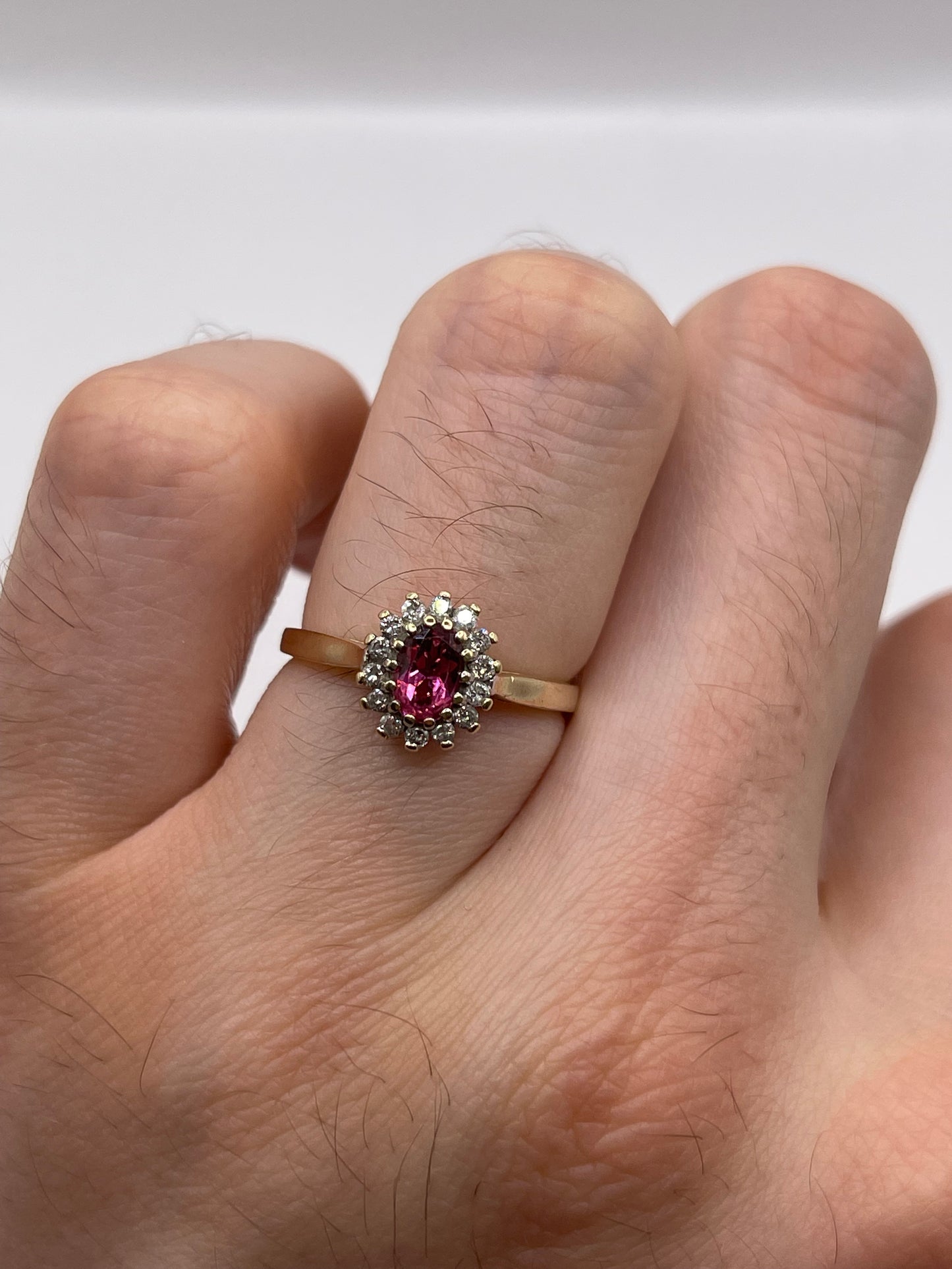 9ct gold tourmaline and diamond ring
