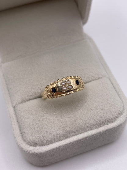 9ct gold sapphire and pearl ring