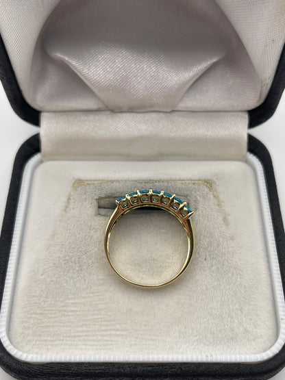 9ct gold blue apatite cluster ring