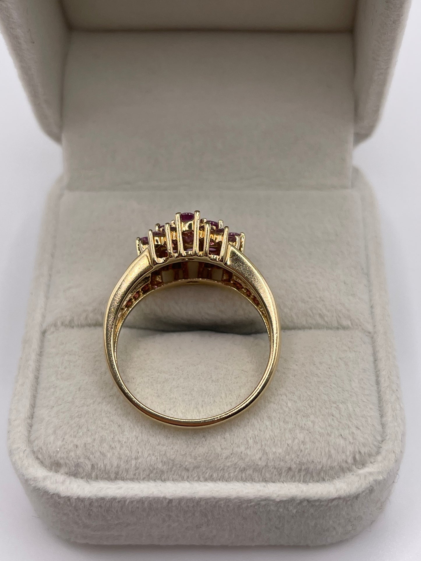 9ct gold pink sapphire cluster ring