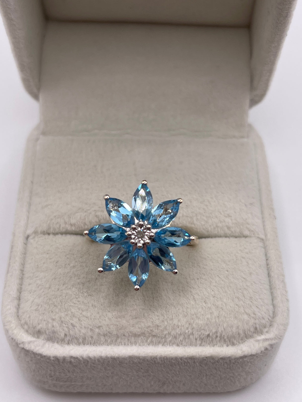 9ct gold topaz and diamond ring
