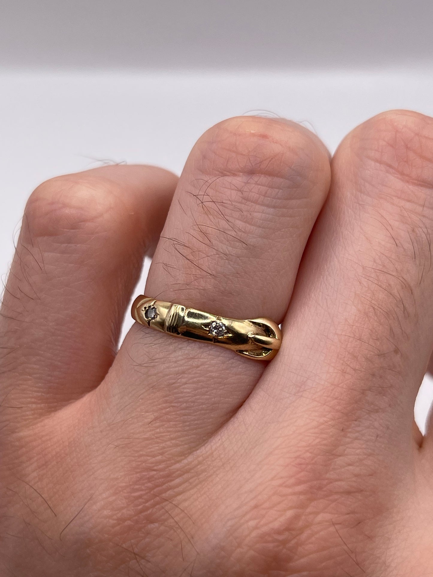 9ct gold diamond buckle ring