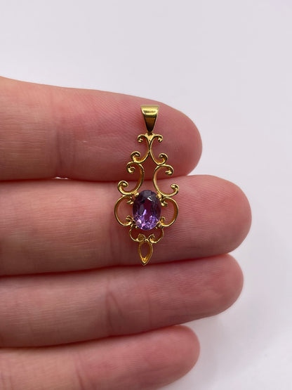 9ct gold amethyst pendant
