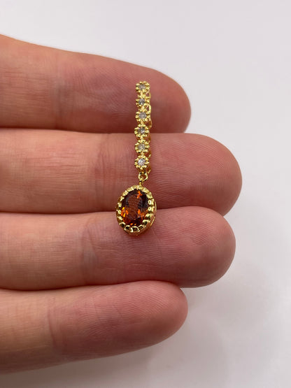 9ct gold garnet and diamond pendant