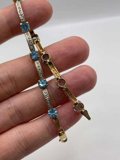 9ct gold topaz and diamond bracelet