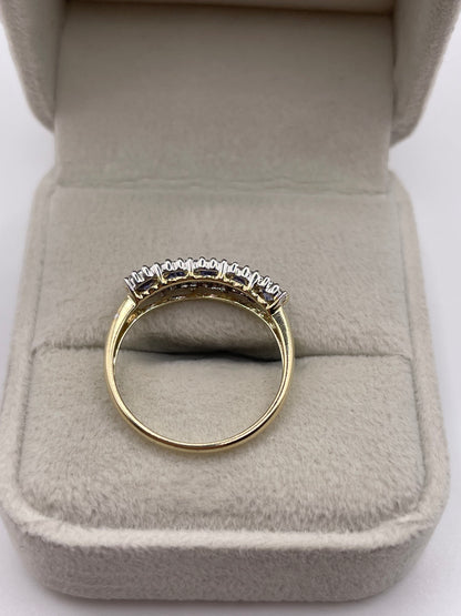 9ct gold tanzanite and diamond ring