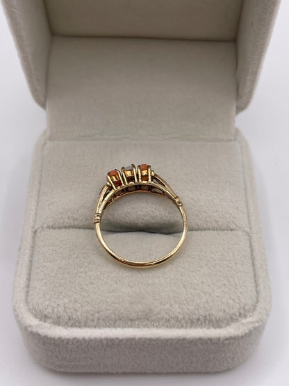 9ct gold coral and pearl ring