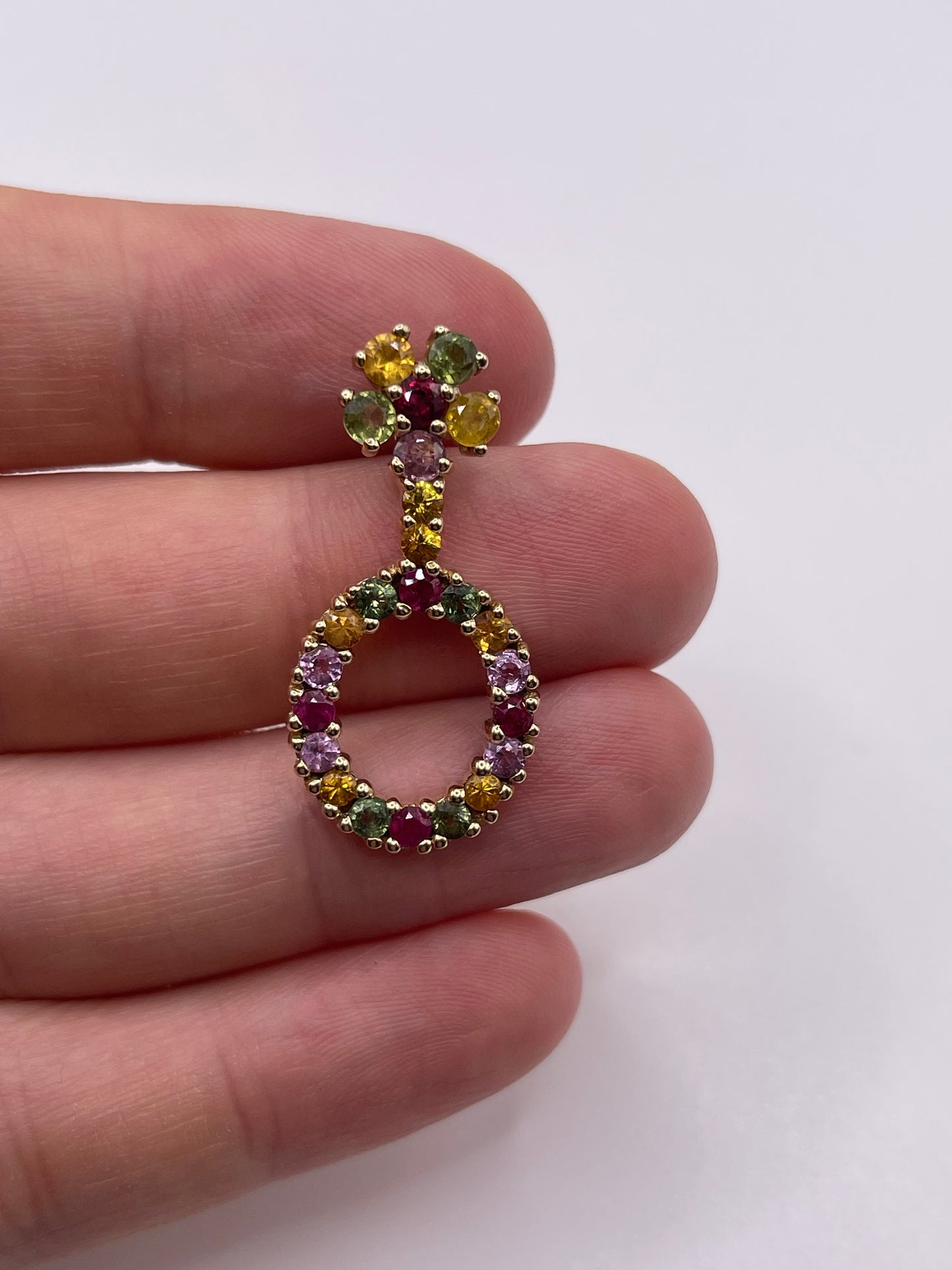 9ct gold multi coloured sapphire pendant