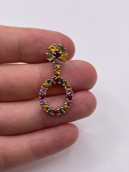 9ct gold multi coloured sapphire pendant