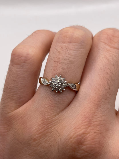 9ct gold diamond cluster ring