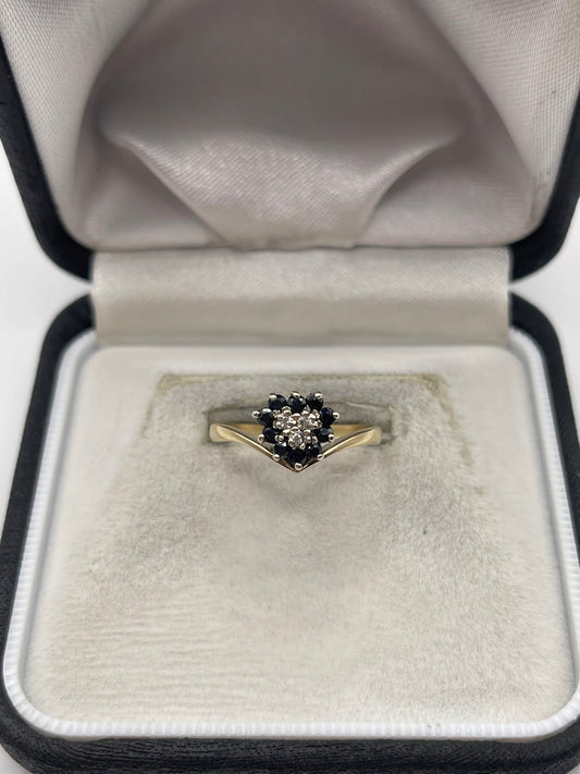 9ct gold sapphire and diamond ring