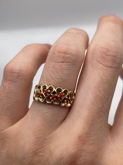 9ct gold coral ring