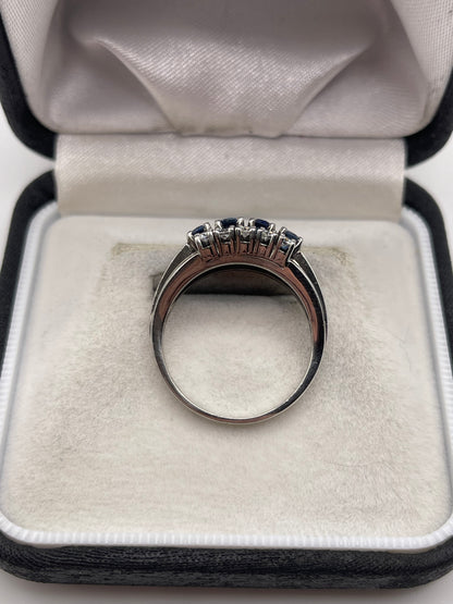 14ct white gold sapphire and diamond ring