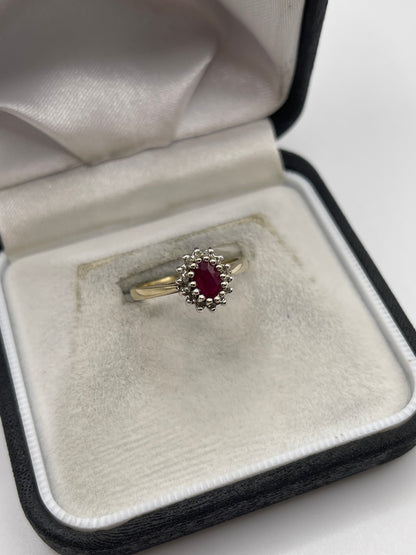 9ct gold ruby and diamond ring