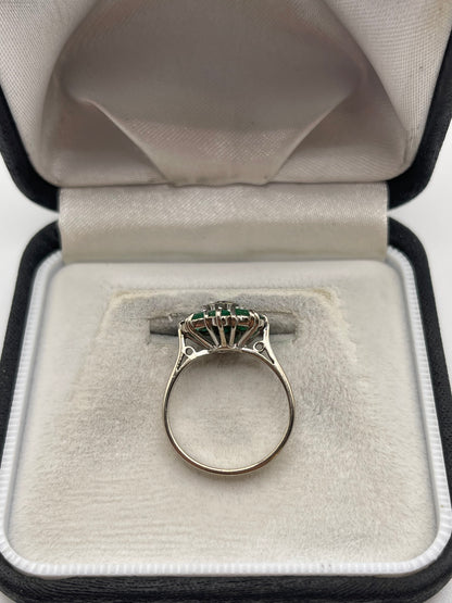 18ct white gold emerald and diamond ring