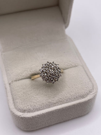 9ct gold diamond cluster ring