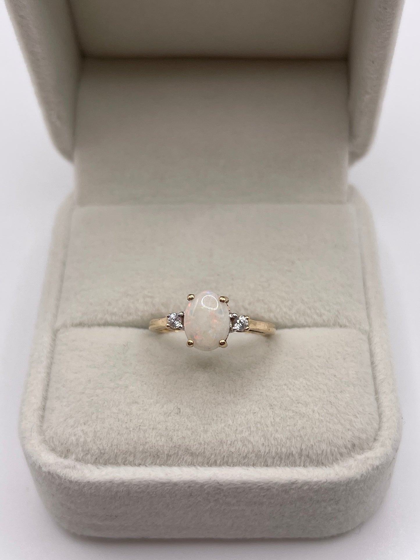 9ct gold opal and zircon ring
