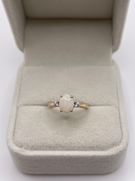 9ct gold opal and zircon ring