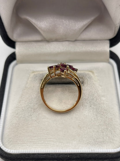 9ct gold garnet cluster ring