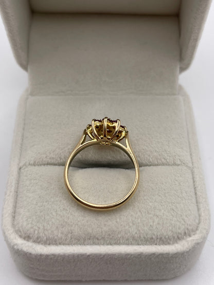 9ct gold ruby cluster ring