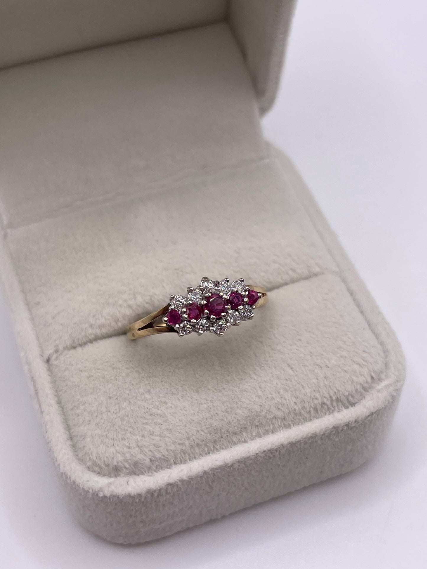 9ct gold ruby and diamond ring