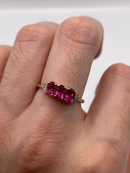 9ct gold tourmaline and diamond ring