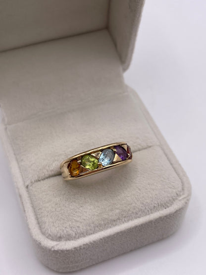 9ct gold multi gemstone ring