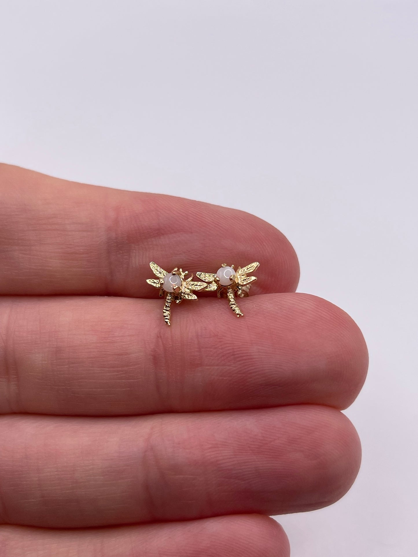 9ct gold opal dragonfly earrings