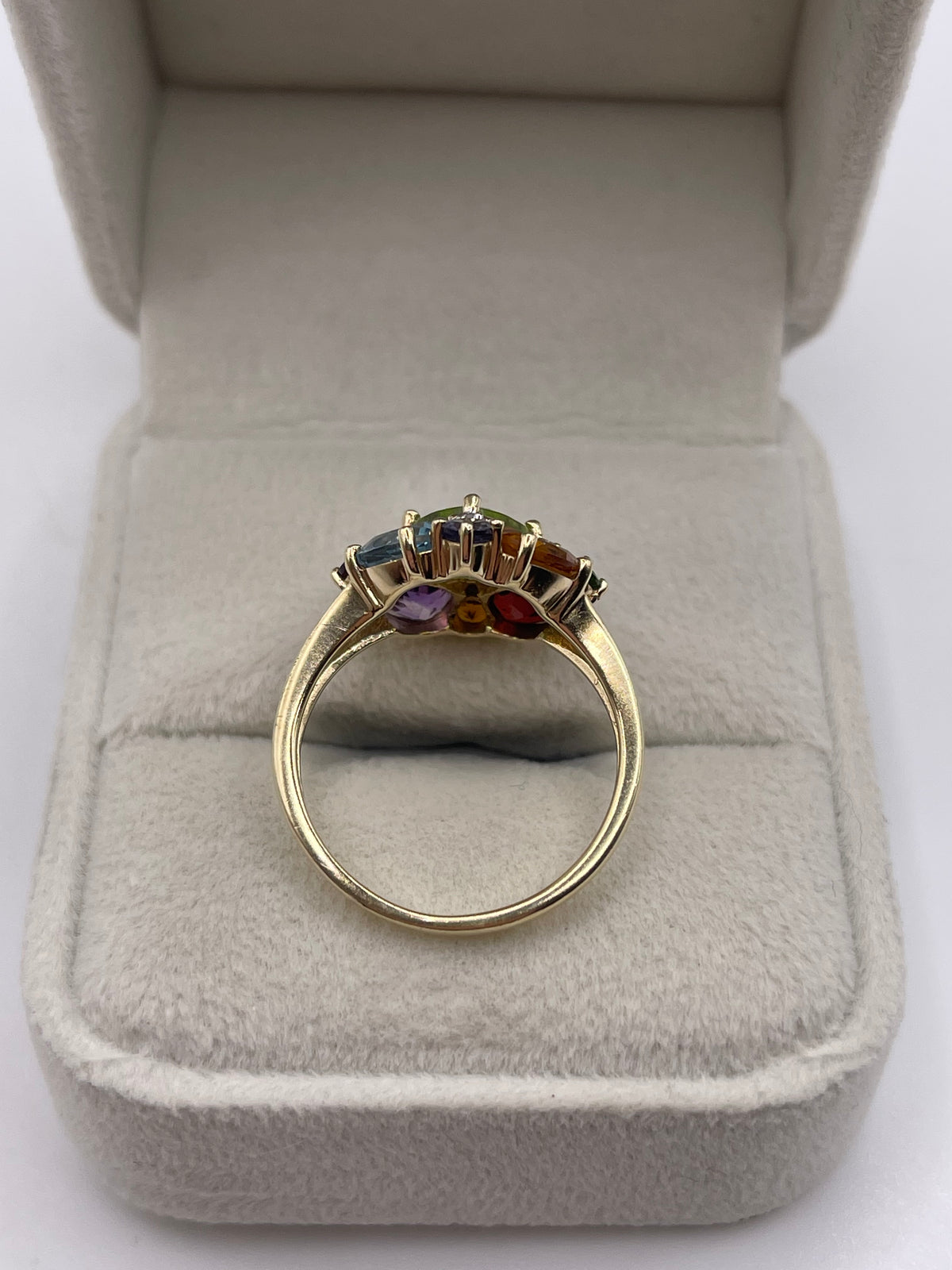 9ct gold multi gemstone and diamond ring