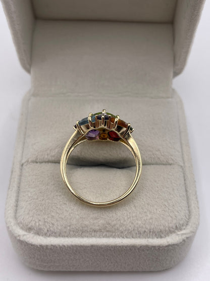 9ct gold multi gemstone and diamond ring