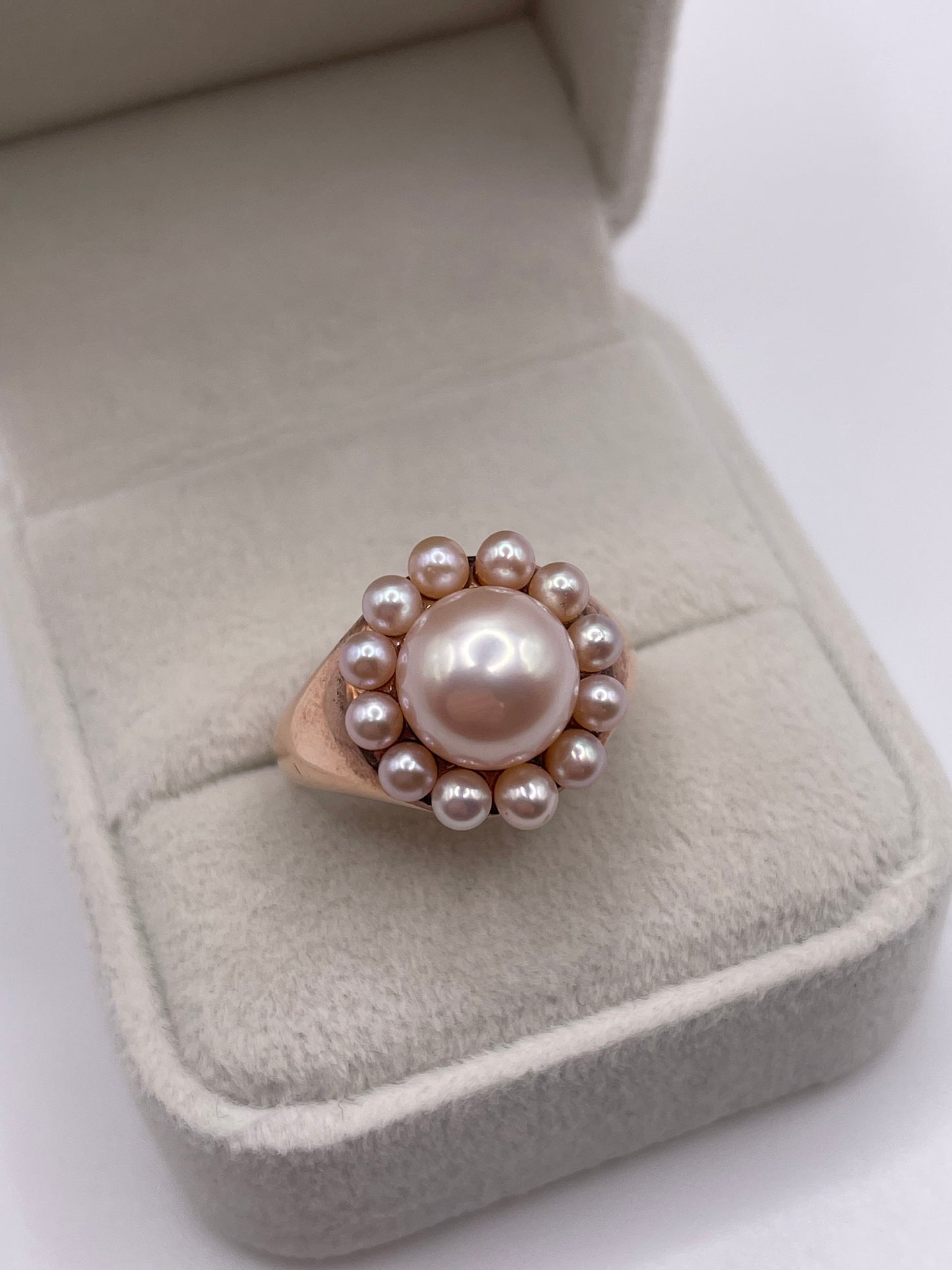 9ct rose gold pearl cluster ring