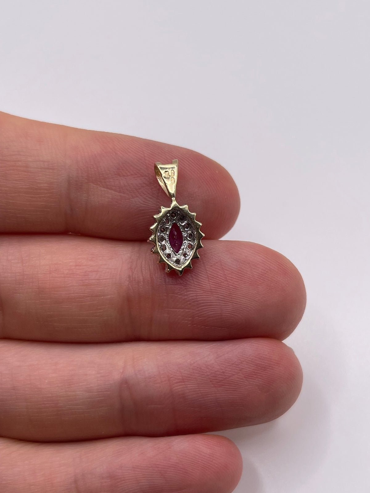 9ct gold ruby and diamond pendant