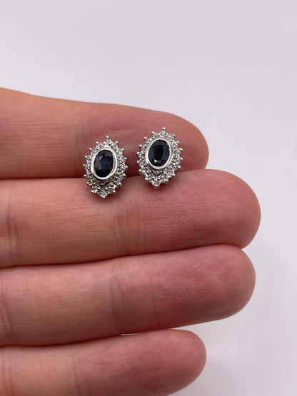 9ct gold sapphire and diamond earrings