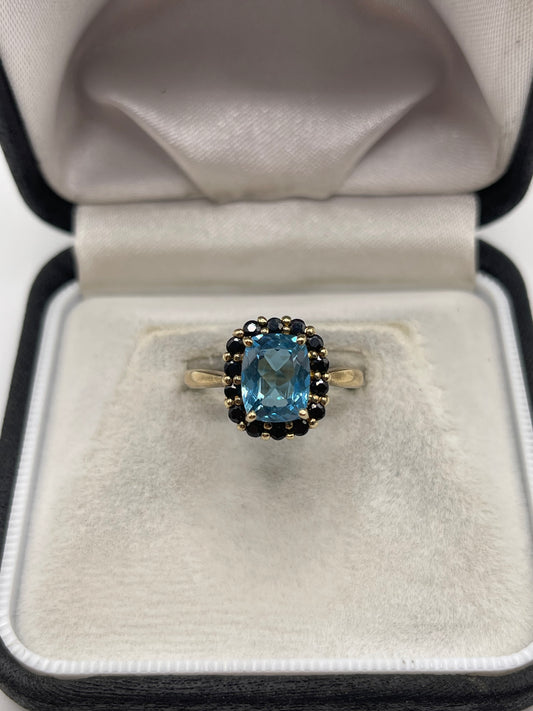 9ct gold topaz and sapphire ring