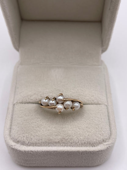 9ct gold pearl cluster ring