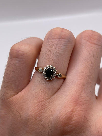 9ct gold sapphire and diamond ring