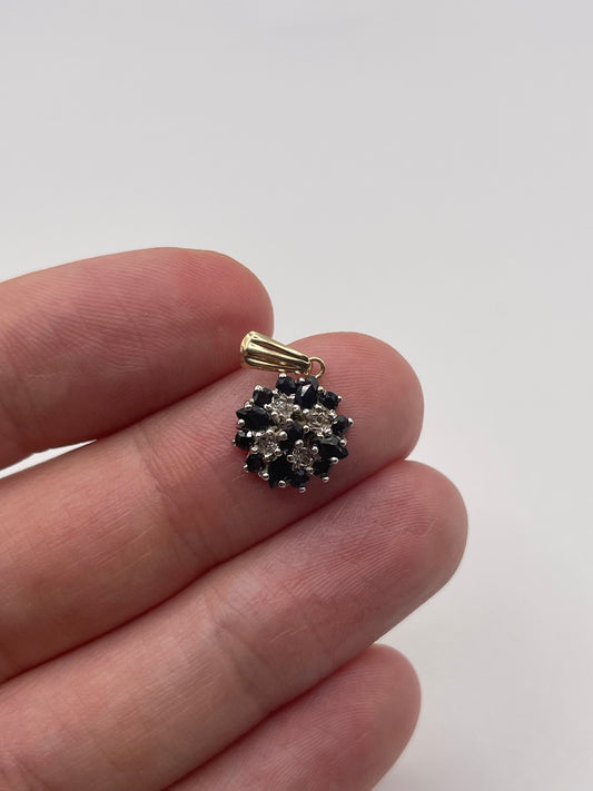9ct gold sapphire and diamond pendant