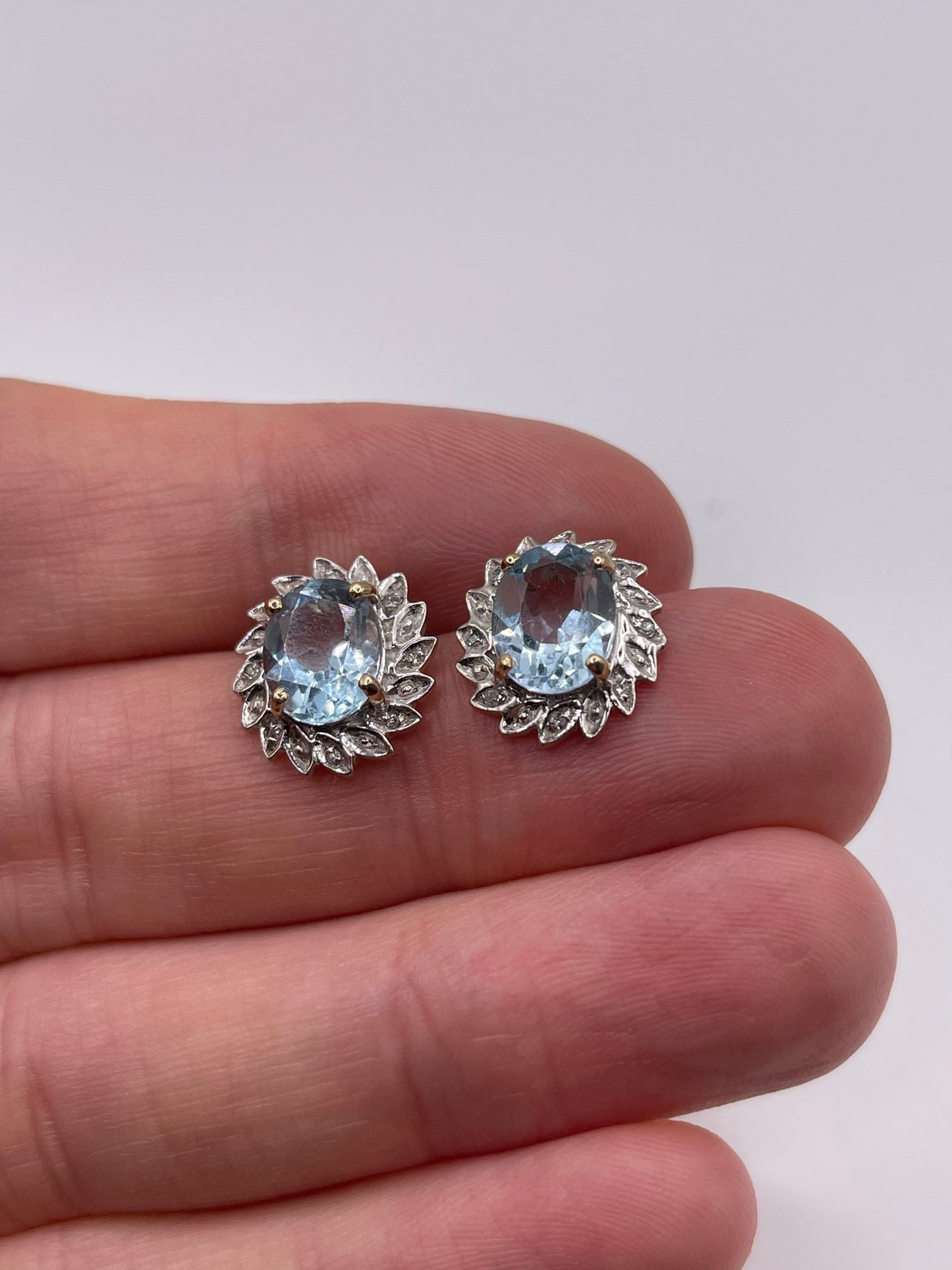 9ct gold topaz and diamond earrings