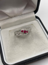 Load image into Gallery viewer, 9ct white gold ruby and diamond ring
