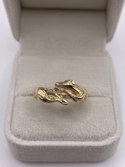 9ct gold diamond greyhound ring