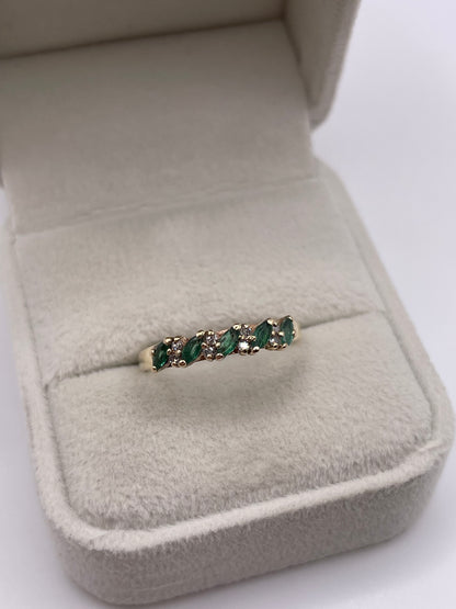 9ct gold emerald and diamond ring