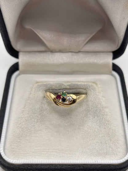 9ct gold multi gemstone ring