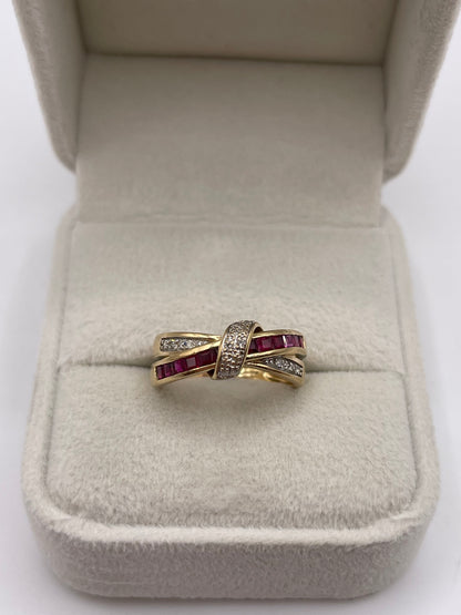 9ct gold ruby and diamond ring