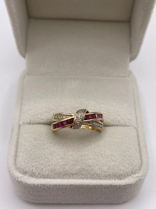 9ct gold ruby and diamond ring