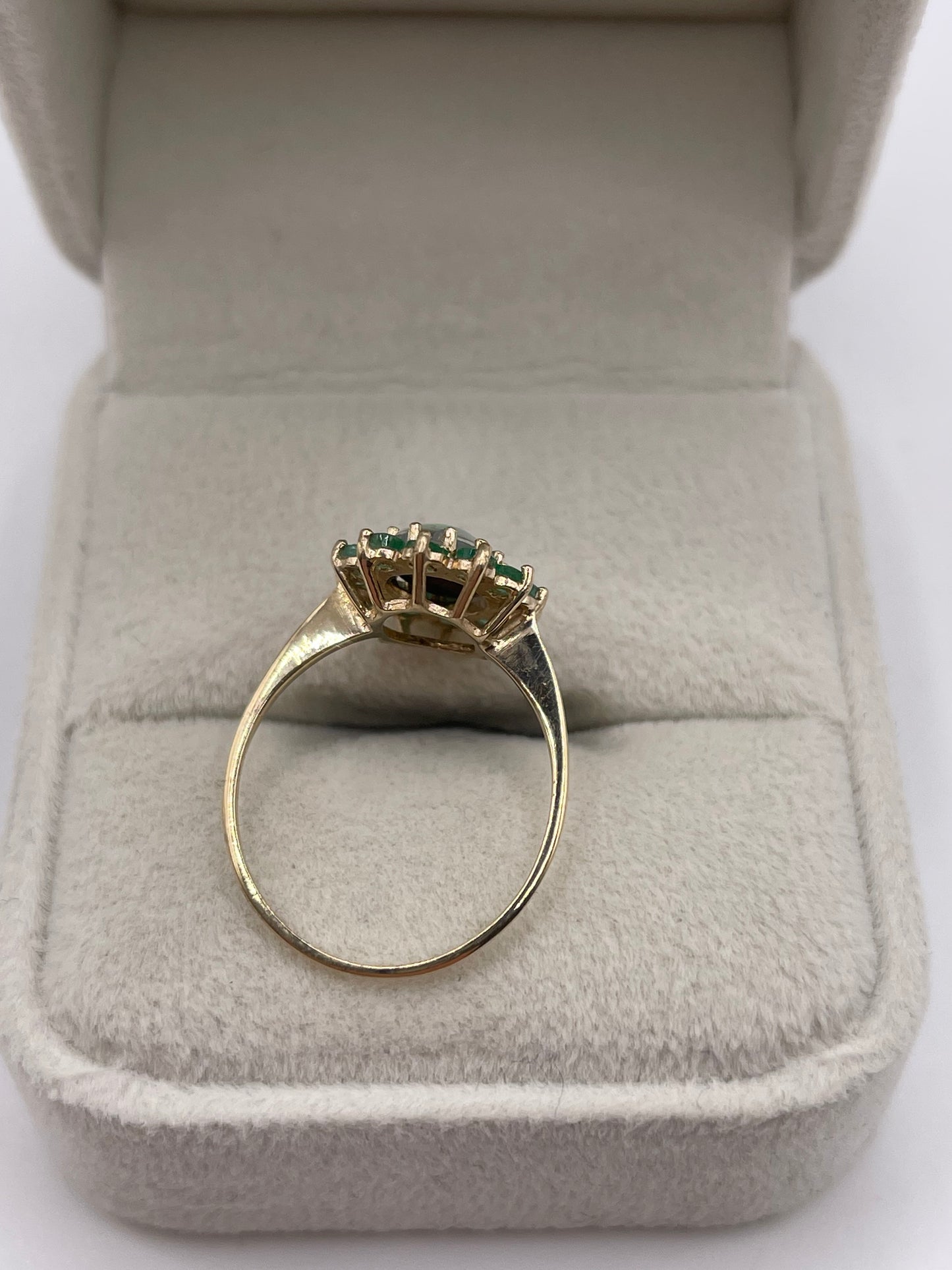 9ct gold black opal triplet and emerald ring