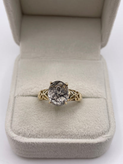 9ct gold rutile quartz ring
