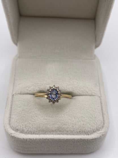 9ct gold sapphire and diamond ring