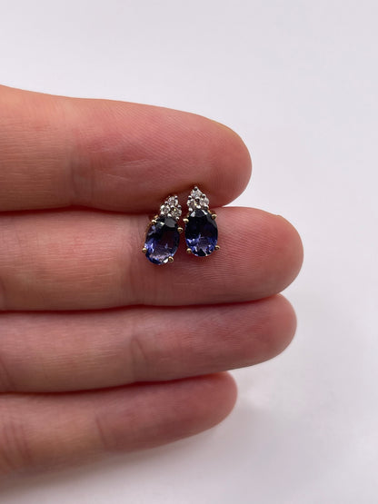 9ct gold iolite and diamond earrings
